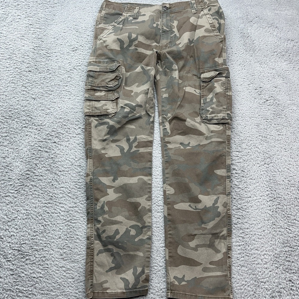 Wrangler Camo Cargo Pants Mens 36x32 Regular‎ Taper Hiking Stretch GorpCore